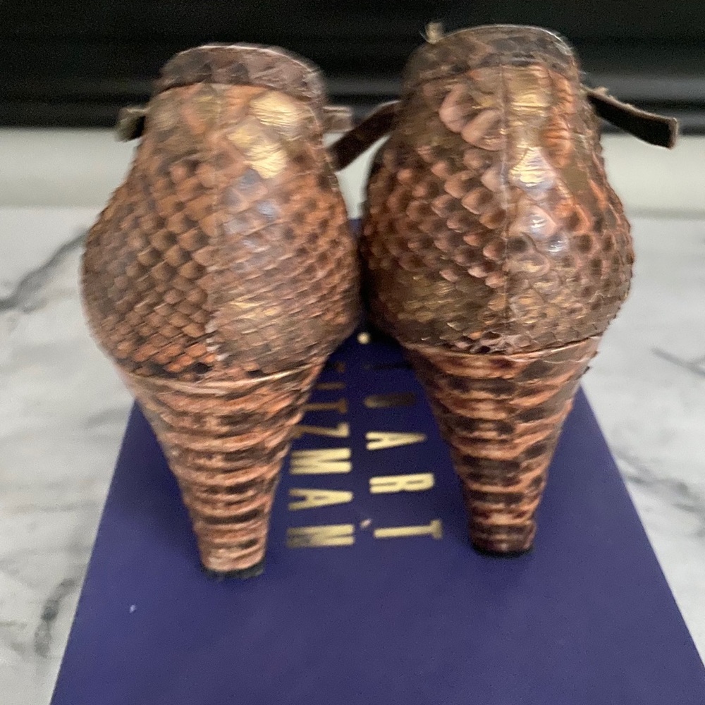 Stuart Weizmann Python Skin Bronze Pumps Size 8 - image 4